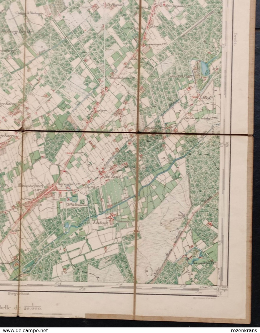 TOPSTUK 1868 Oude Topografische militaire kaart Brasschaat Kapellen Bist Schriek Kaart Donk Mik Elshout Kasteel Kamp van