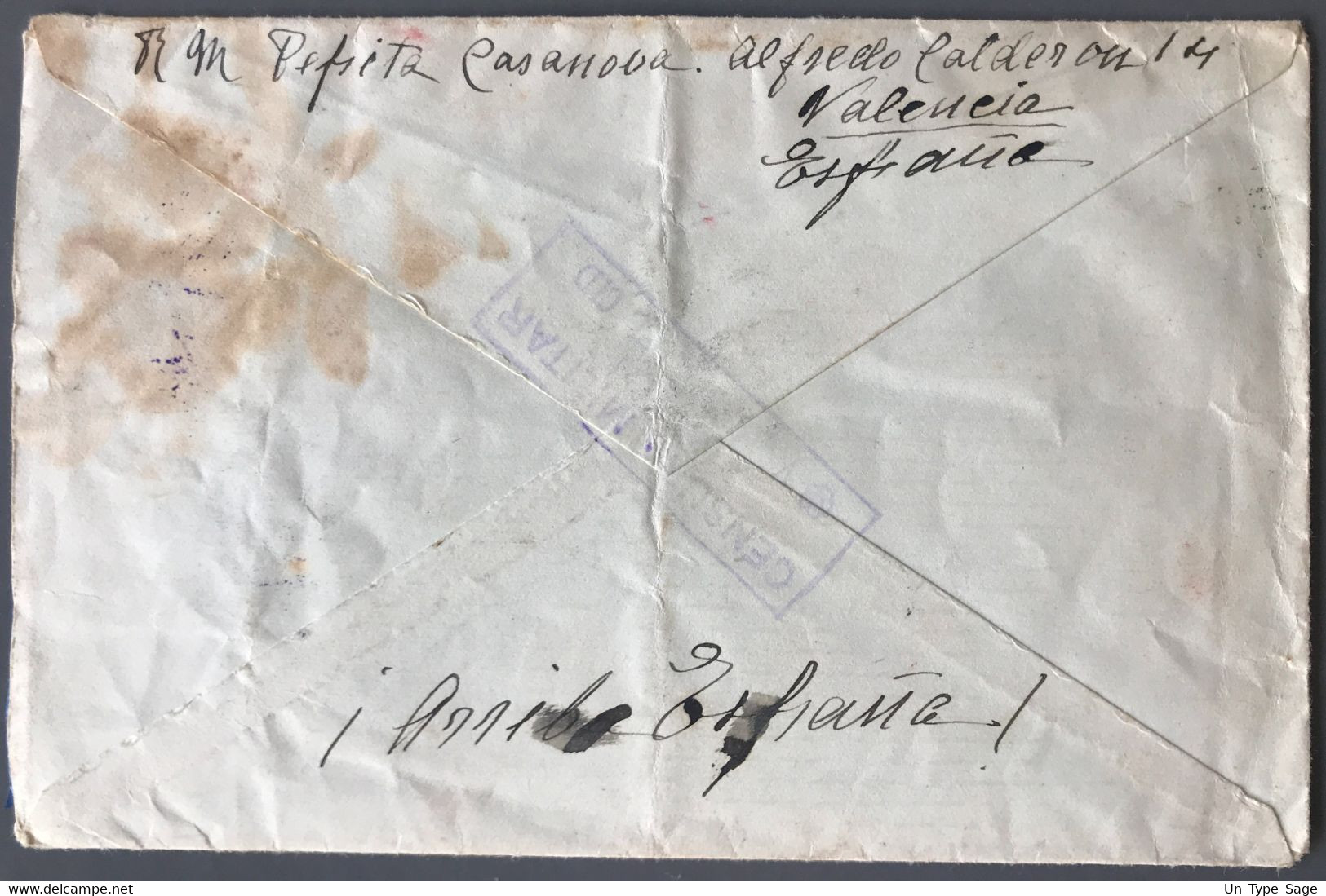 Espagne Divers Sur Enveloppe Censurée WL431 De Valencia Pour Bordeaux 6.10.1939 - (C1305) - Lettres & Documents