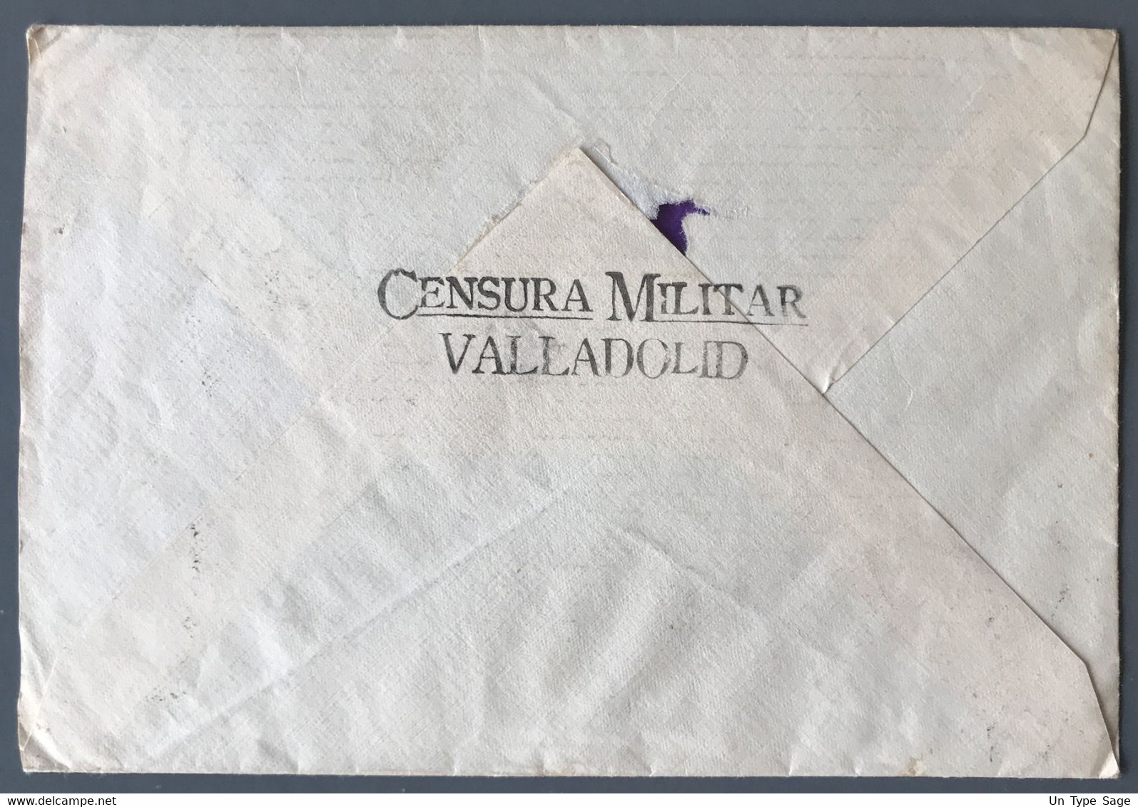 Espagne Divers Sur Enveloppe CENSURA MILITAR VALLADOLID, Pour Bordeaux 26.1.1940 - (C1336) - Lettres & Documents