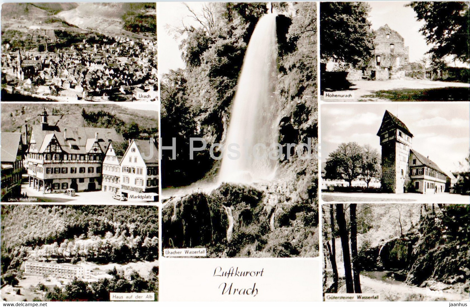 Luftkurort Urach - Marktplatz - Haus Auf Der Alp - Hohenurach - Wasserfall - Old Postcard - 1959 - Germany - Used - Bad Urach