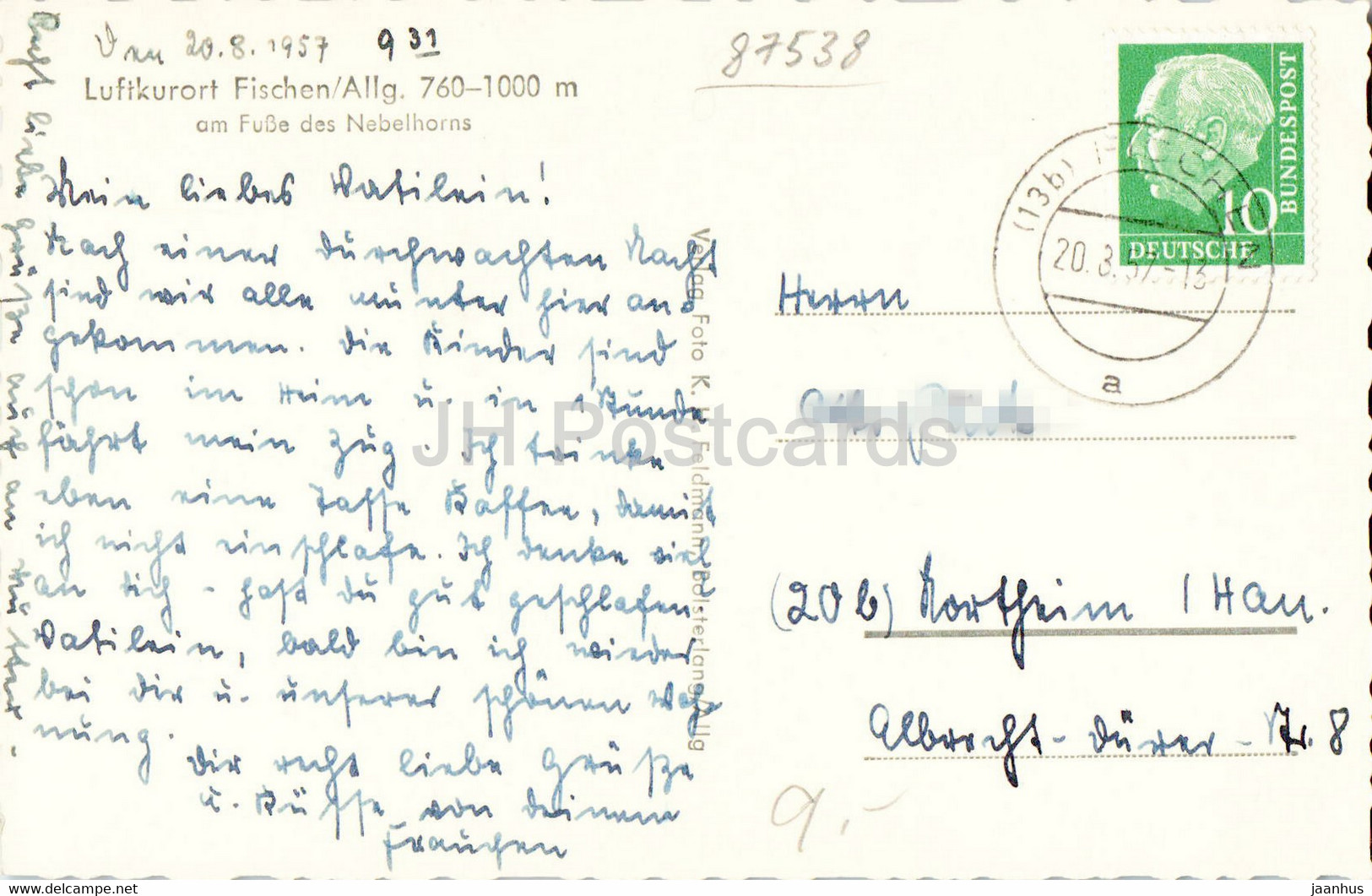 Luftkurort Fischen - Am Fusse Des Nebelhorns - Old Postcard - 1957 - Germany - Used - Fischen