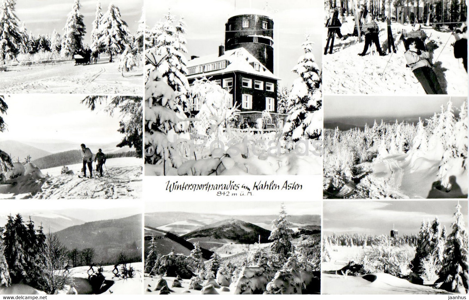 Wintersportparadies Am Kahlen Asten 842 M - Old Postcard - 1950s - Germany - Used - Winterberg