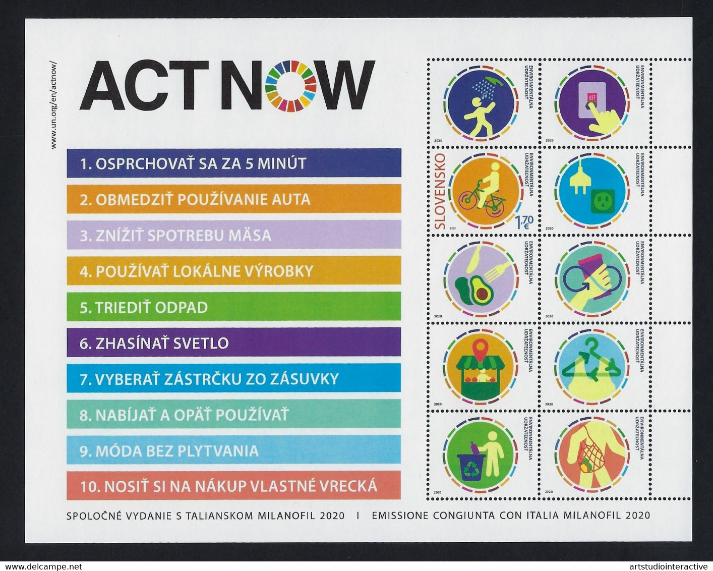 2020 SLOVACCHIA "ACT NOW / MILANOFIL 2020" MF MNH - Ongebruikt