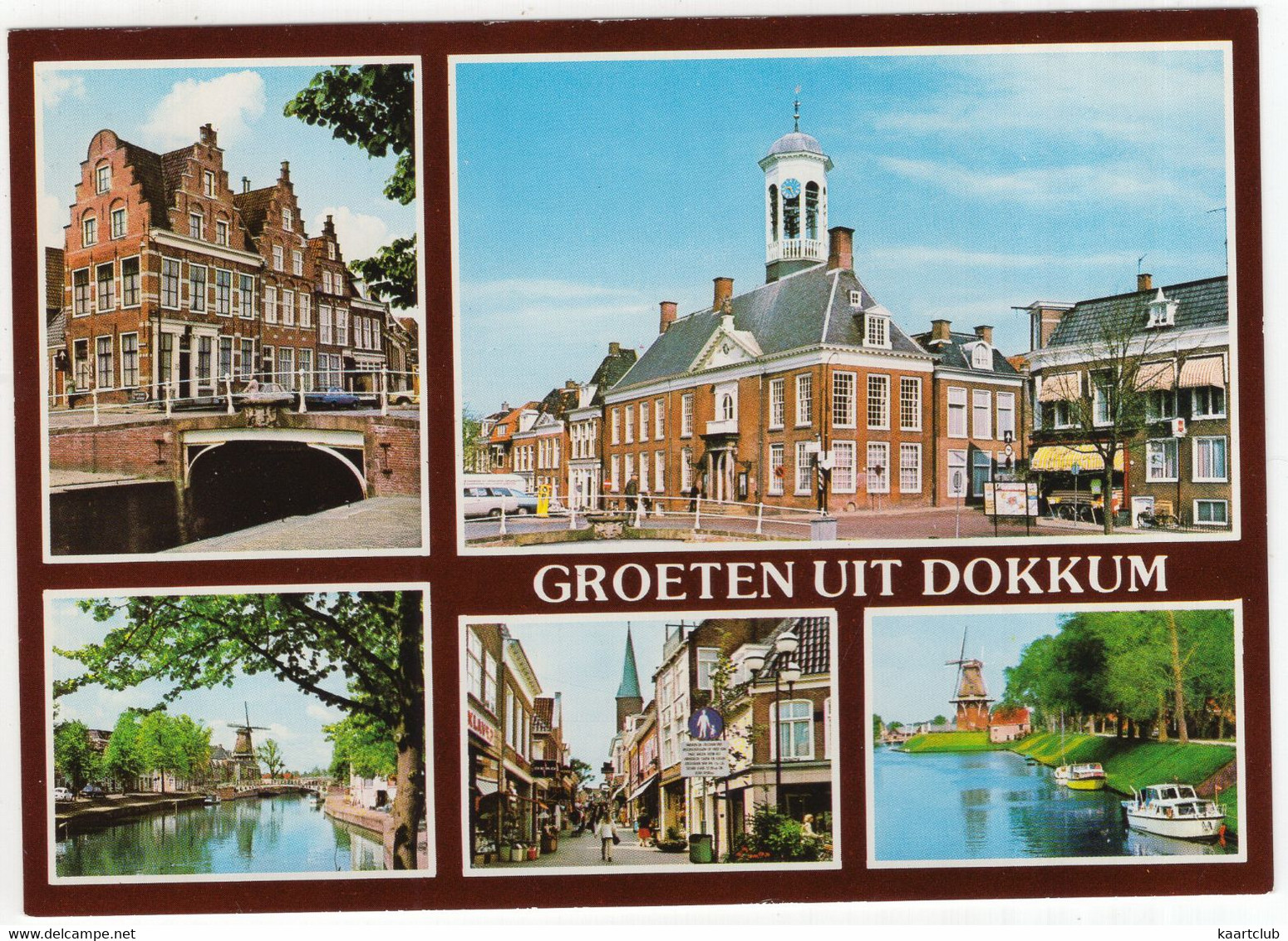 Groeten Uit Dokkum: Stadhuis, Toren, Kleindiep, Pomp, Hoogstraat, Waaggebouw, Oude Gevels - (Friesland) - Nr. L 5281 - Dokkum