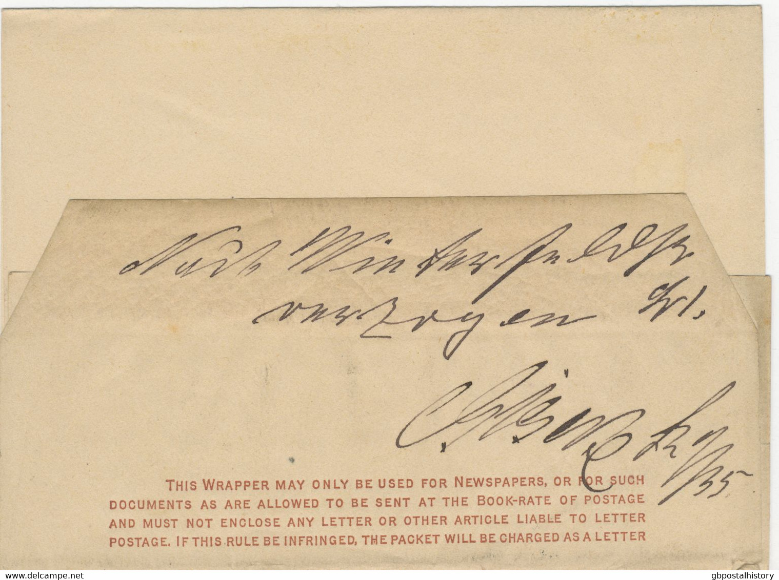 GB 189? QV 1/2d Brown Very Fine Re-directed Wrapper To Berlin With Barred Numeral Cancel "809" (EASTGATE, Durham – 2VOS) - Lettres & Documents