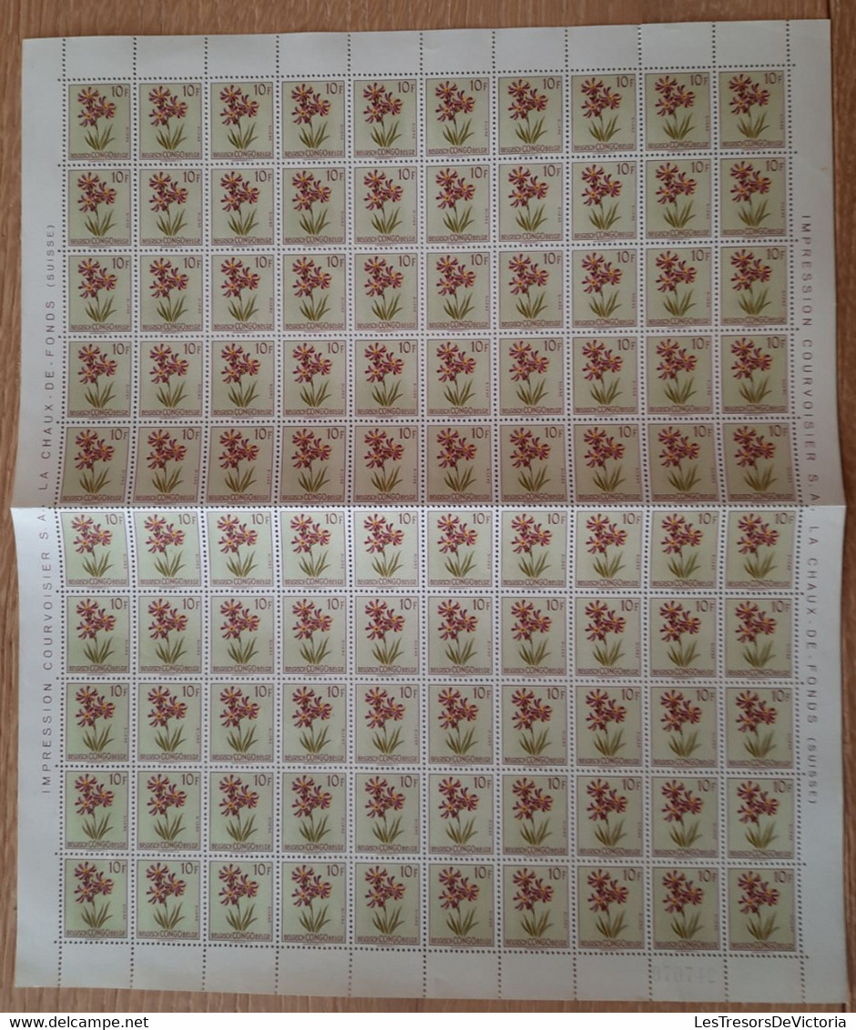 Feuille Complète - Complete Sheet - COB 320 **  X100 BELGISCH CONGO BELGE 10F - Unused Stamps