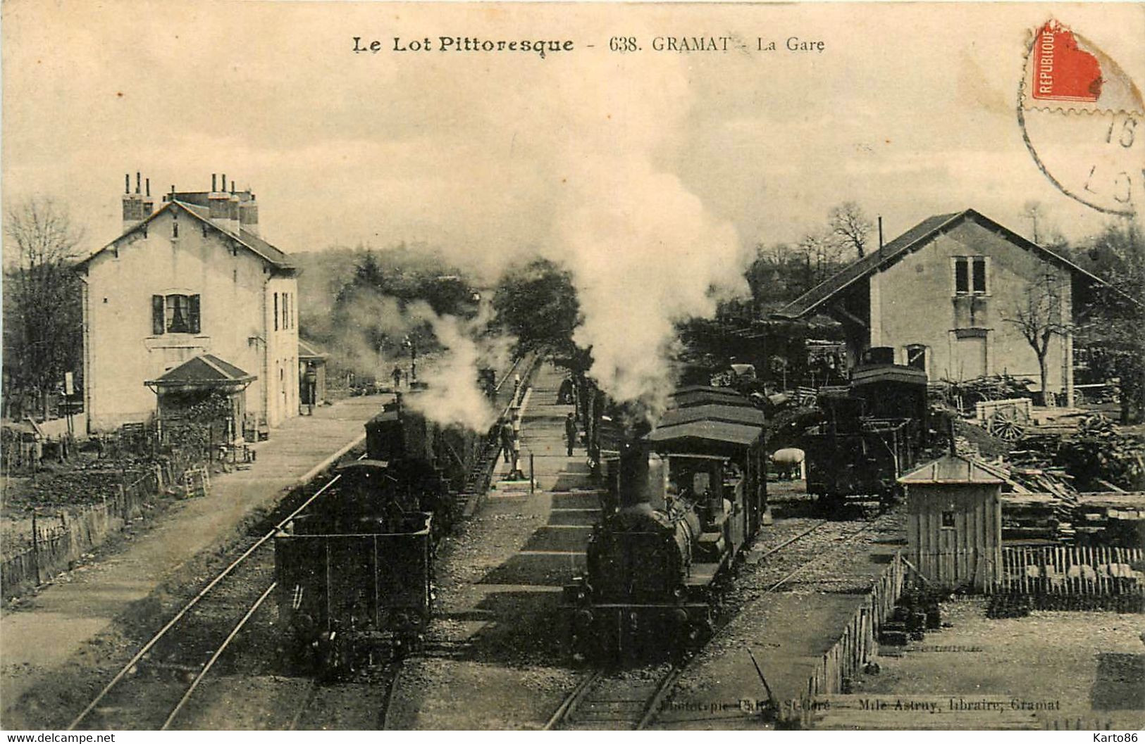 Gramat * Vue Sur La Gare Du Village * Le Train * Locomotive * Ligne Chemin De Fer * Wagons - Gramat