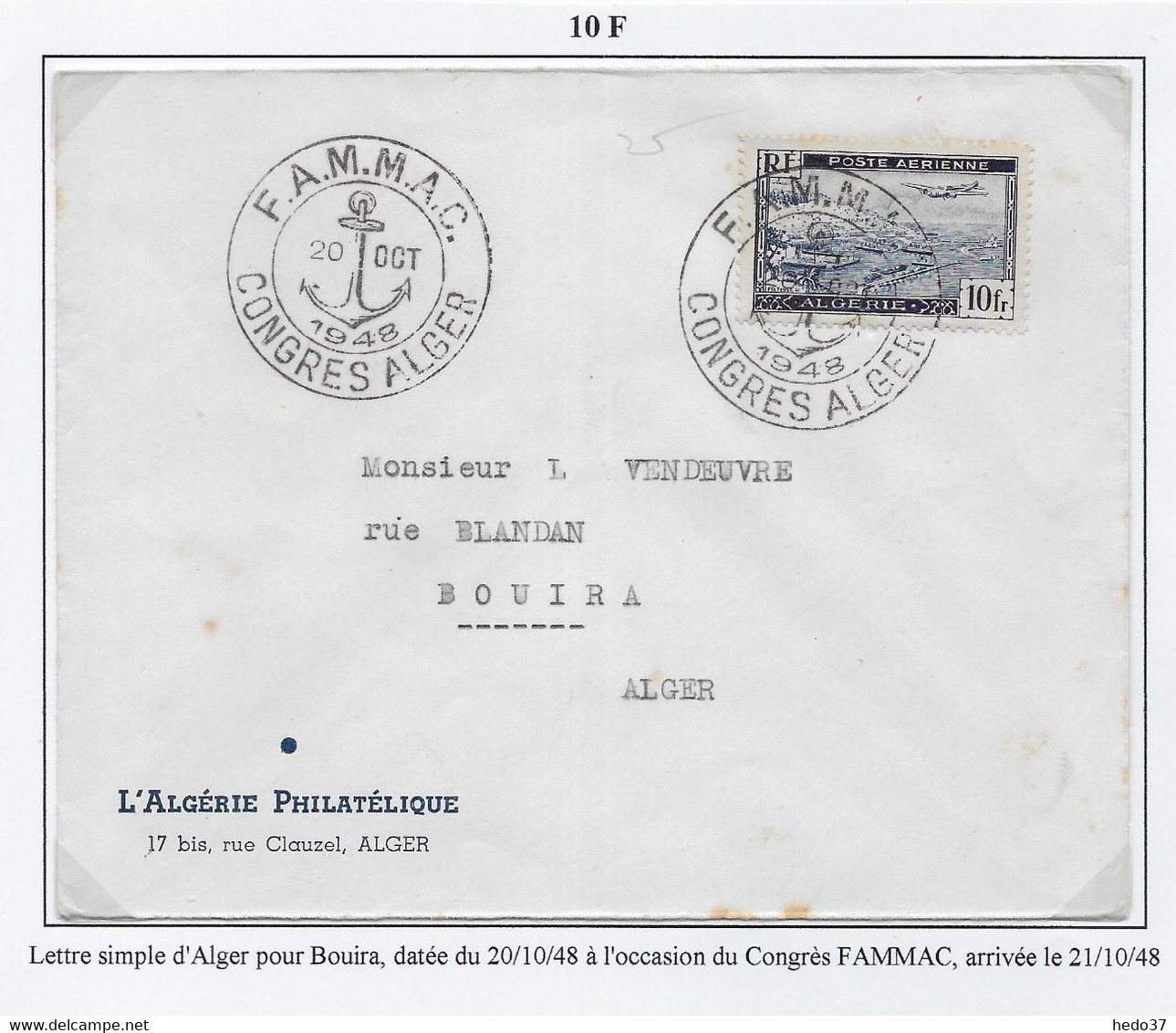 Algérie Poste Aérienne - Oblitérations - Lettre - Airmail