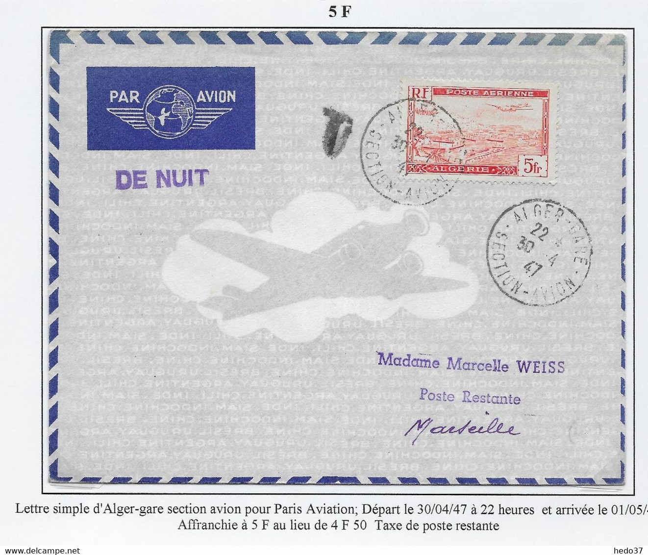 Algérie Poste Aérienne - Oblitérations - Lettre - Airmail