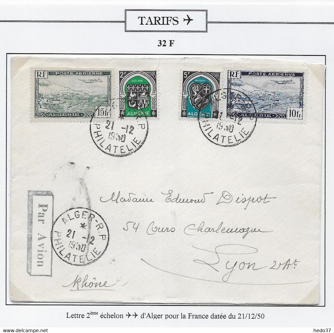 Algérie Poste Aérienne - Oblitérations - Lettre - Airmail