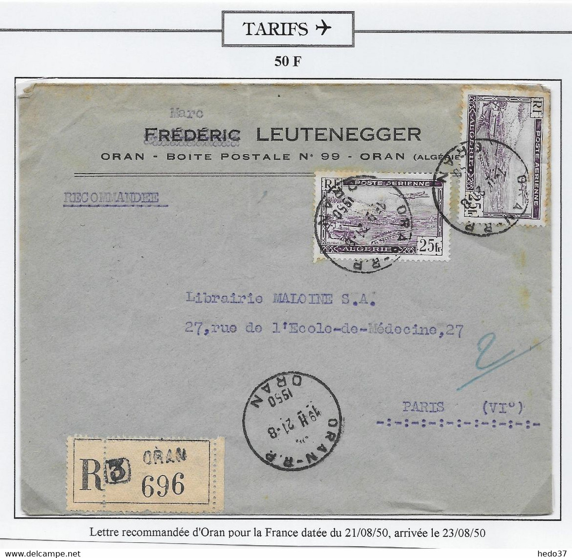 Algérie Poste Aérienne - Oblitérations - Lettre - Airmail