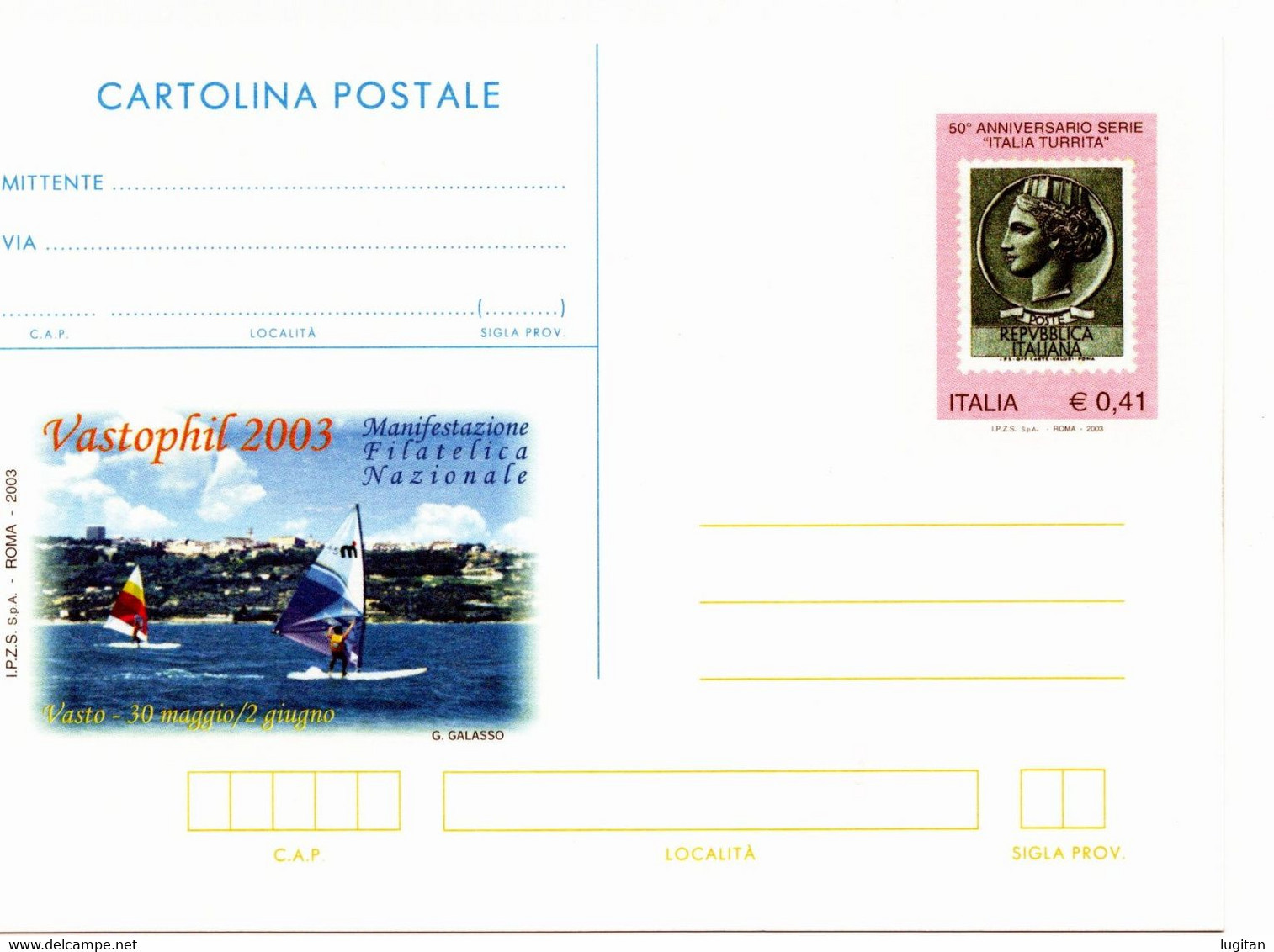 ITALIA CARTOLINA POSTALE - MOSTRA FILATELICA NAZIONALE VASTOPHIL 2003 - NUOVA - Interi Postali