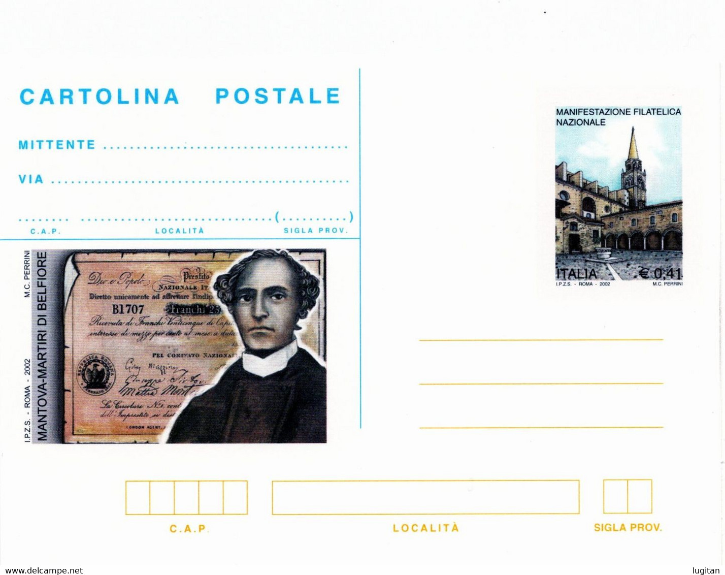 ITALIA CARTOLINA POSTALE - MOSTRA FILATELICA NAZIONALE MANTOVA - ANNO 2002 -  NUOVA - Interi Postali