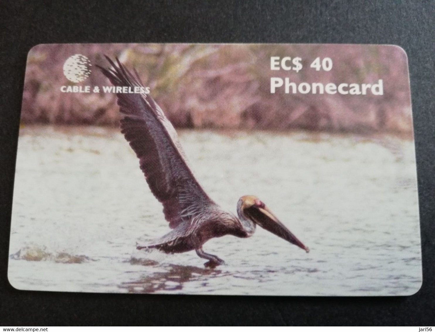 ANTIGUA  $40,- CHIPCARD  BROWN PELICAN AT MANGROVE SWAMP     Fine Used Card  ** 6622** - Antigua En Barbuda