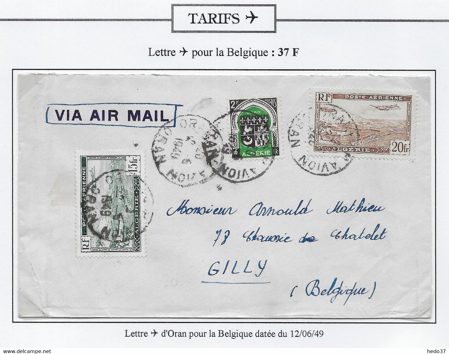 Algérie Poste Aérienne - Oblitérations - Lettre - Aéreo