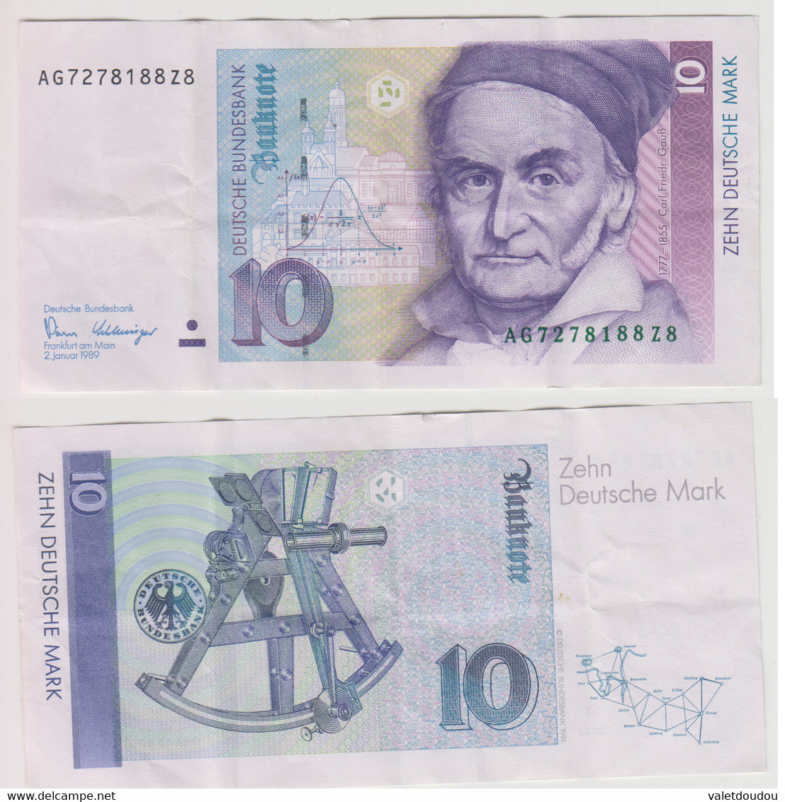 Allemagne 10 Deutsch Mark 1989 Et 1 Deutsch Mark 1917. - 10 Deutsche Mark