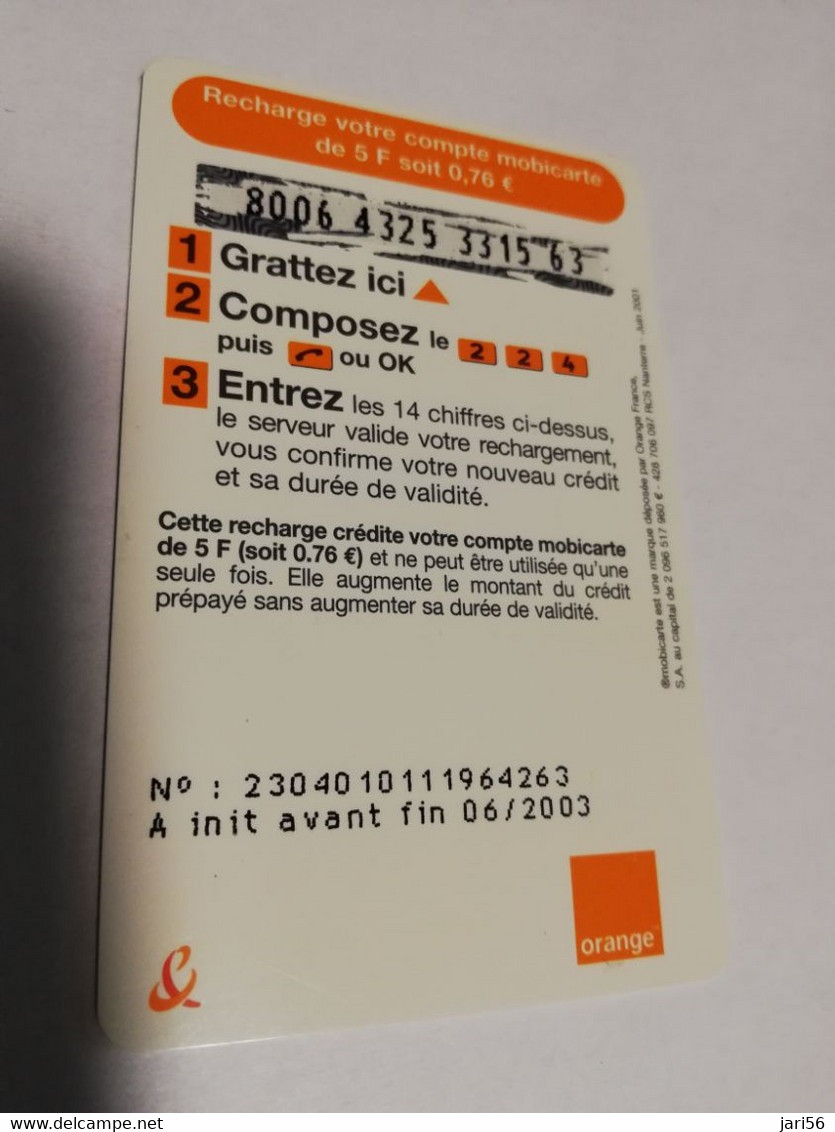 FRANCE/FRANKRIJK   ORANGE  5  FRANC  - LA MOBICARTE /RECHARGE    PREPAID  USED    ** 6635** - Mobicartes (GSM/SIM)