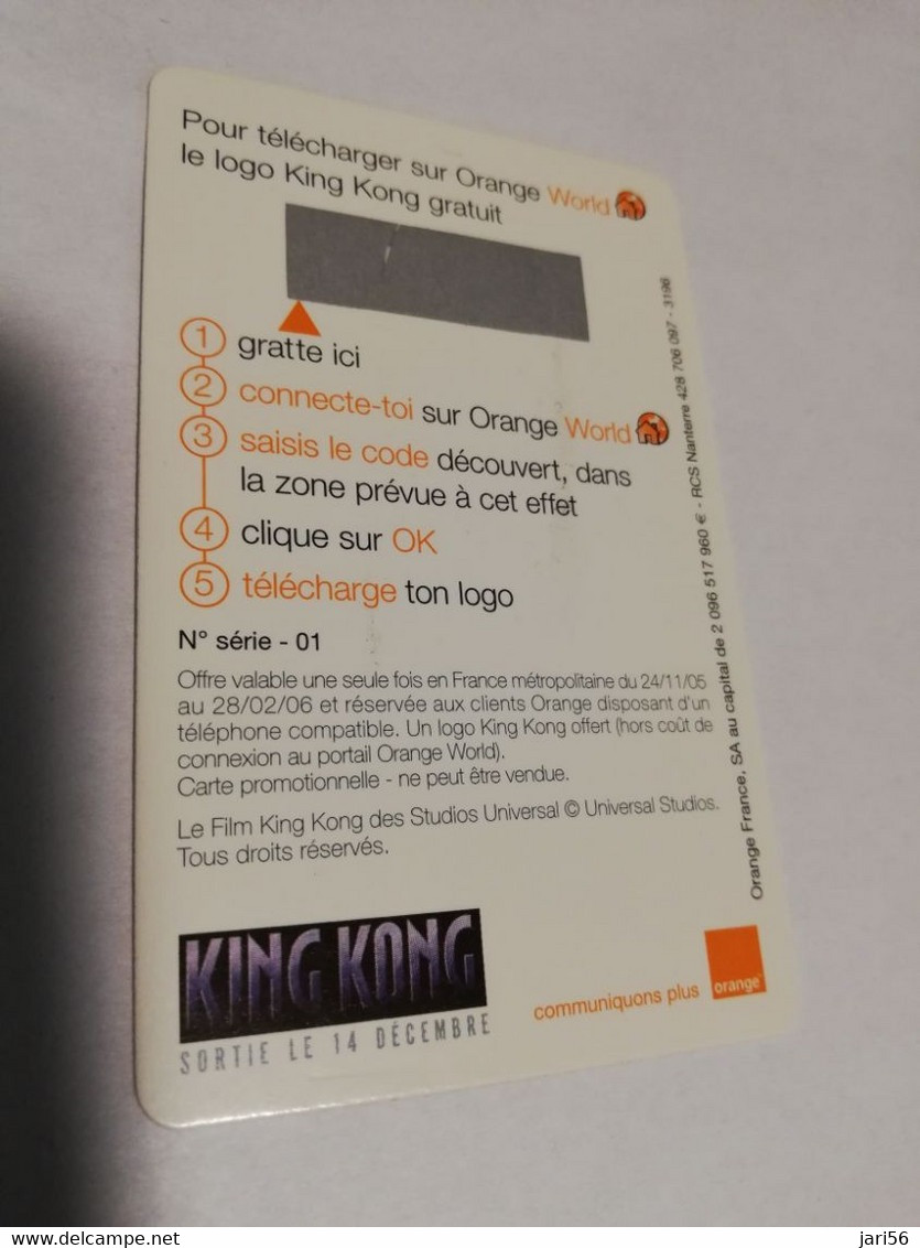 FRANCE/FRANKRIJK   ORANGE  LOGO GRATUIT GRATTE-MOI LE DOS  - LA MOBICARTE /RECHARGE  KING/K  PREPAID  MINT     ** 6642** - Mobicartes: Móviles/SIM)