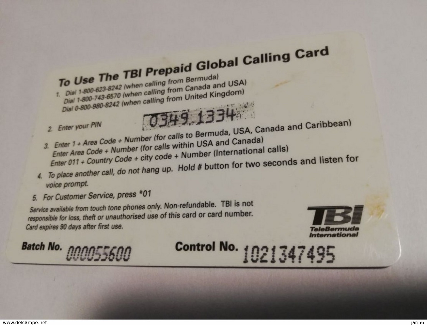 BERMUDA  $10,-  BERMUDA  TB1 GLOBAL  STREET SCENE      PREPAID CARD  Fine USED  **6656** - Bermuda