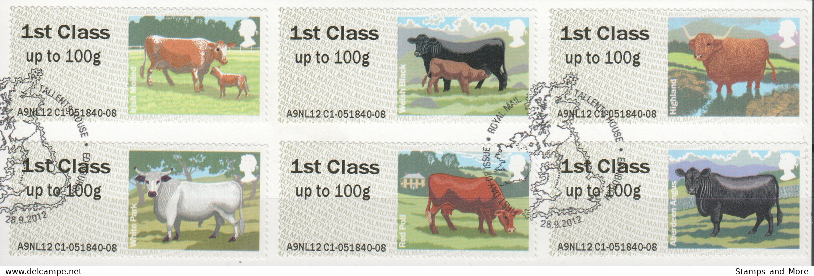 Great Britain Automatenmarken 2012 Mi 40-45 Canceled COWS - Post & Go Stamps