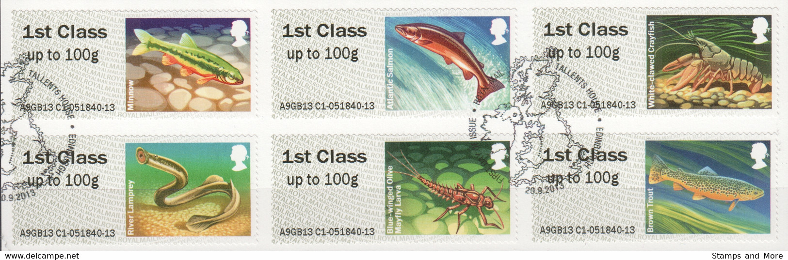 Great Britain Automatenmarken 2013 Mi 59-64 Canceled LIFE IN THE RIVER - Post & Go Stamps