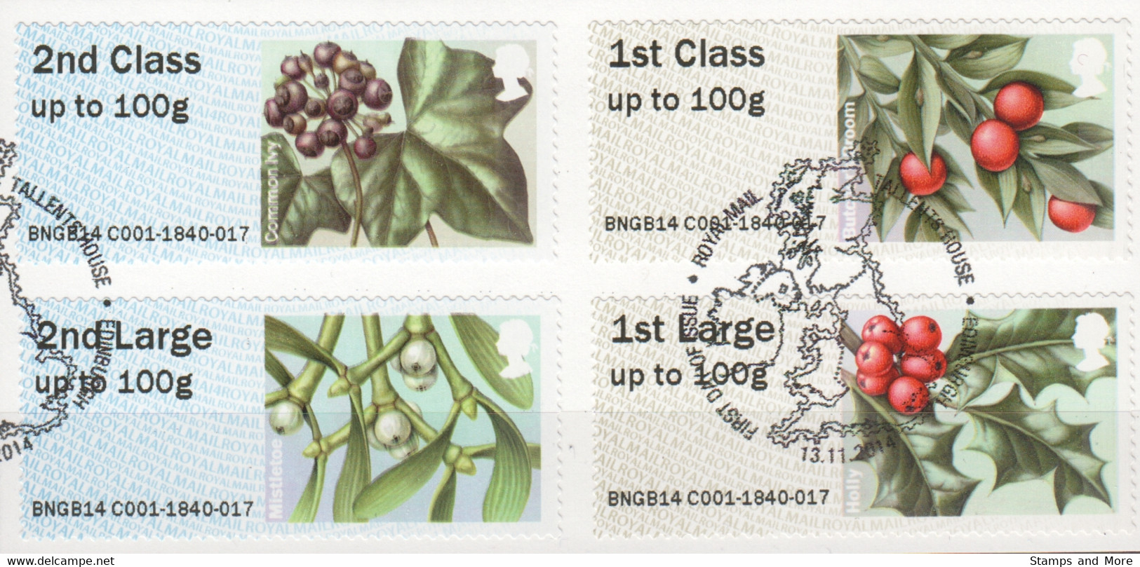 Great Britain Automatenmarken 2014 Mi 77-80 Canceled WINTER GREEN - Post & Go Stamps