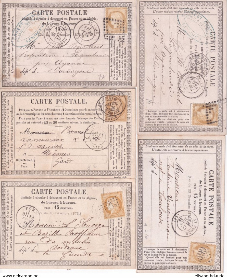 1874/1876 - ENSEMBLE De 5 CARTES PRECURSEUR ENTIER TYPE CERES ! - 1871-1875 Cérès