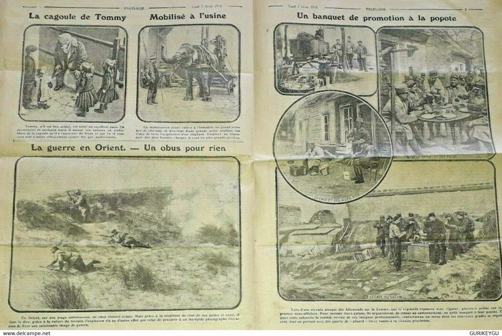 Journal EXCELSIOR N° 1910 HOUSSEVILLE DIARVILLE Mr THIERY Timbre 07/02/1916 - Lug & Semic