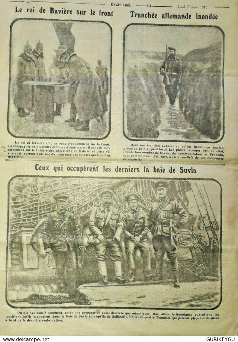 Journal EXCELSIOR N° 1910 HOUSSEVILLE DIARVILLE Mr THIERY Timbre 07/02/1916 - Lug & Semic