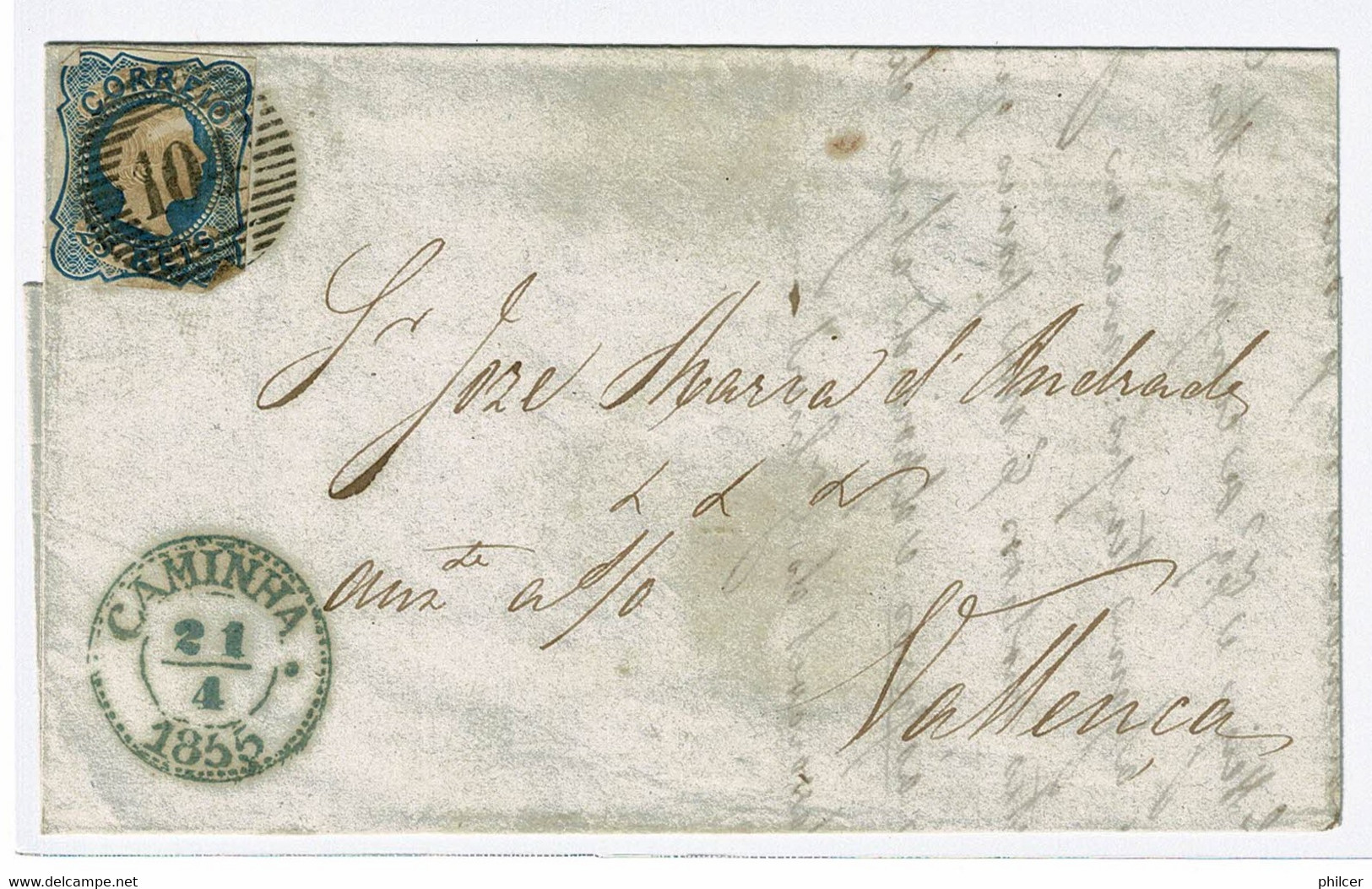 Portugal, 1855, # 6, Caminha-Valença - Lettres & Documents