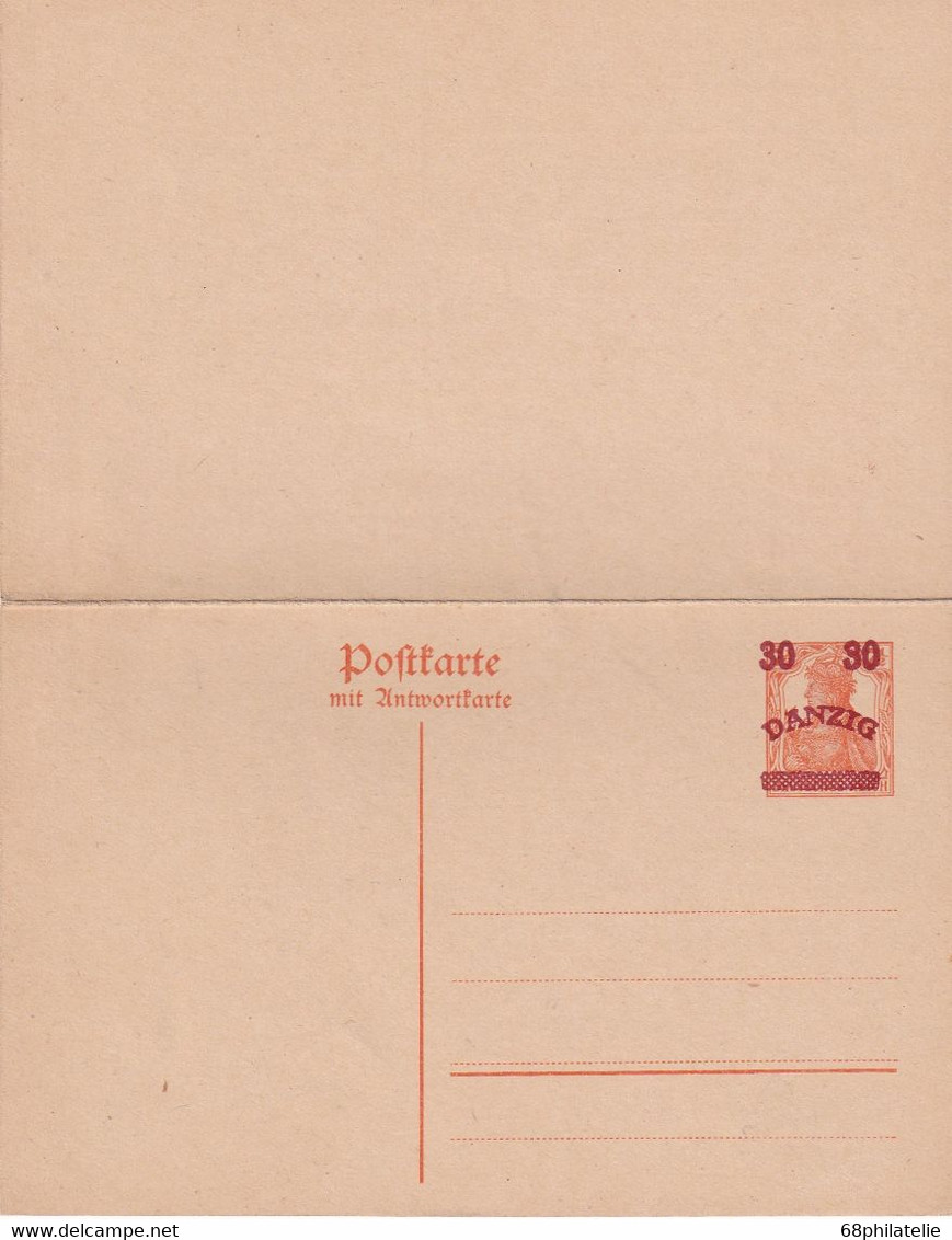 DANZIG    ENTIER POSTAL/GANZSACHE/POSTAL STATIONERY CARTE AVEC REPONSE - Postwaardestukken