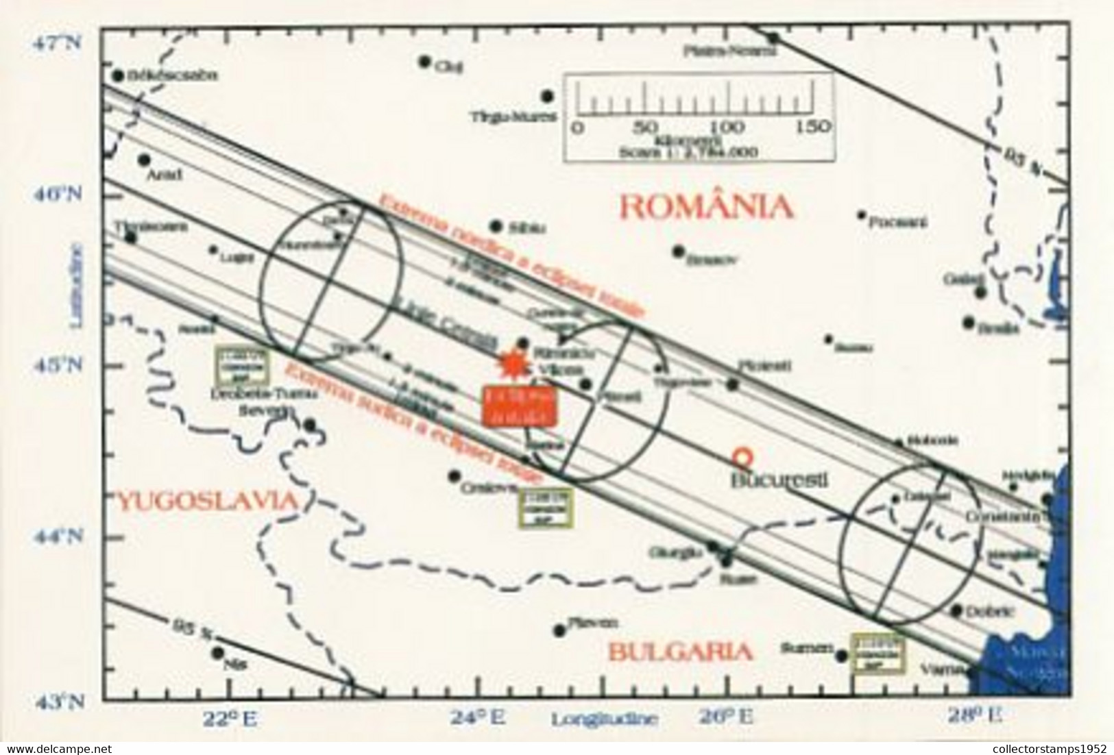 W0188- MAP, TOTAL SOLAR ECLIPSE, ASTRONOMY - Astronomie