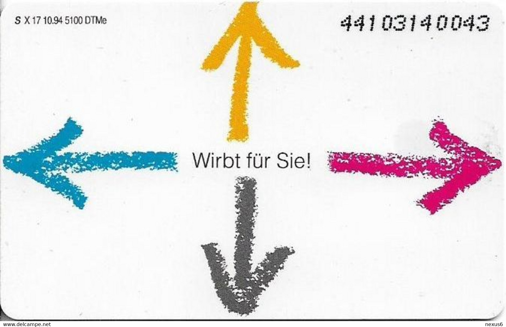 Germany - X 17 - DeTeMedien - Wirbt Für Sie, 10.1994, 6DM, 5.100ex, Mint - X-Series: Werbeserie Mit Eigenwerbung Der Dt. Postreklame GmbH