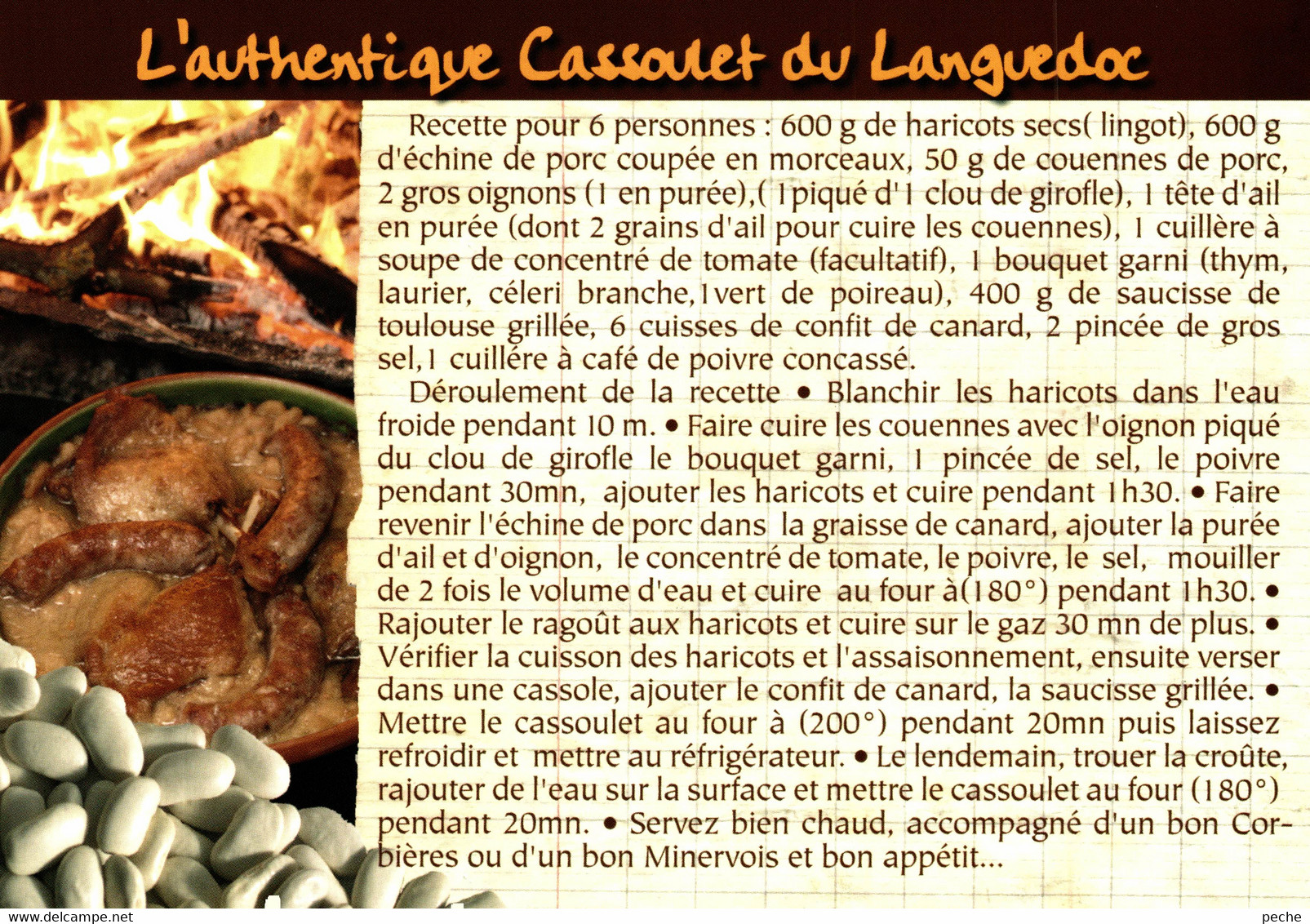 N°89343 GF -cpsm L'authentique Cassoulet Du Languedoc - Recettes (cuisine)