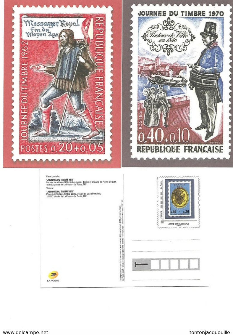 2 CARTES PRE-TIMBREES  JOURNEE DU TIMBRE 1962 & 1970 - Sonstige & Ohne Zuordnung