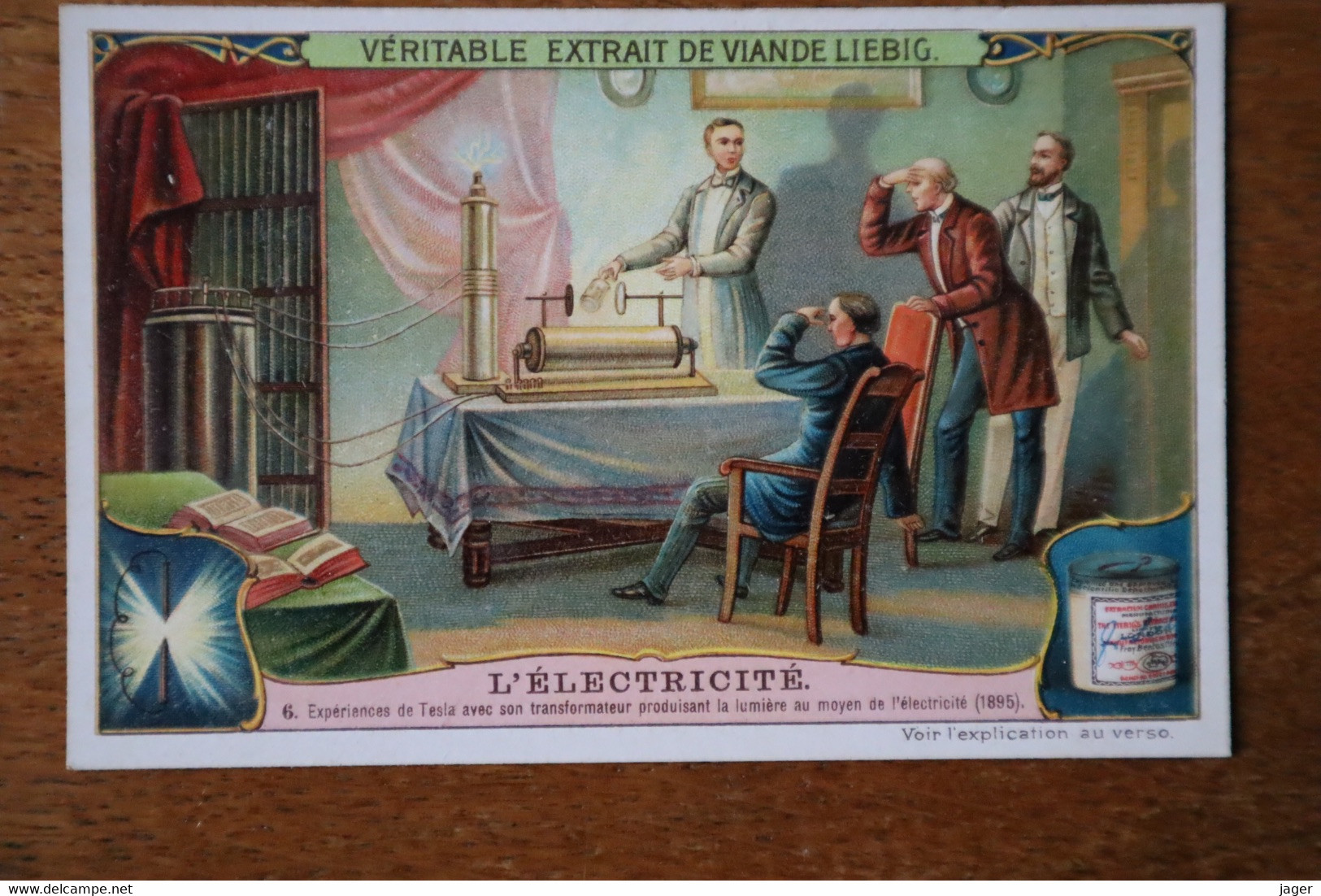 6 Chromos anciens  LIEBIG l'Electricité avec pochette lot 5