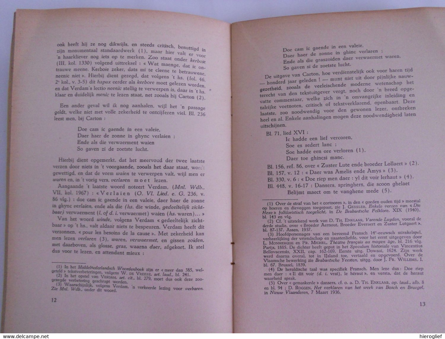 GRUUTHUSE HANDSCHRIFT - Tekstverbeterende Aanteekeningen Op Oudvlaamsche Liederen & Gedichten Dr Jan-Fr. Gessler Brugge - Histoire