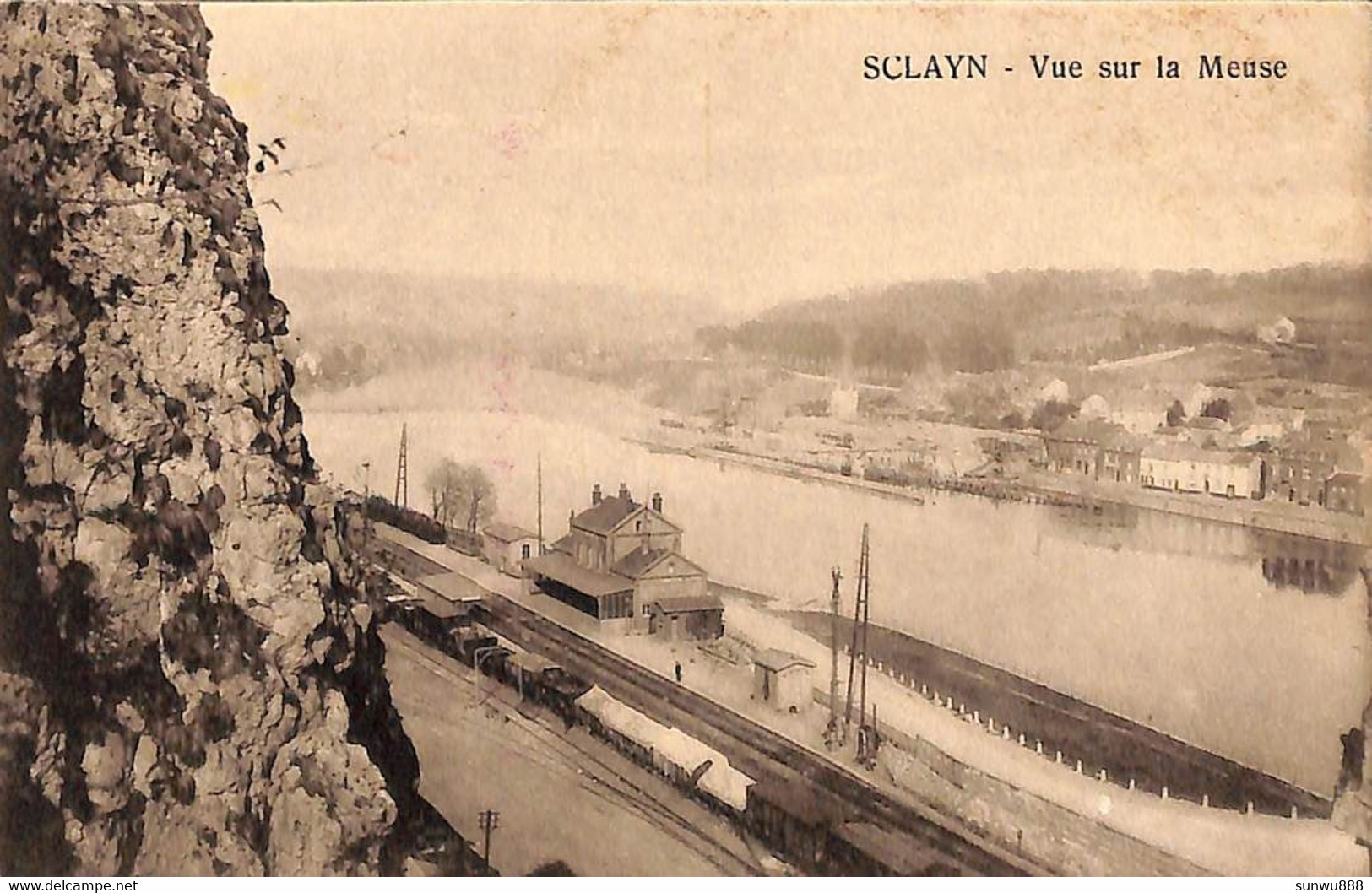 Sclayn - Vue Sur La Meuse (et La Gare + Train + écluse Phototypie Pinon 1932) - Andenne