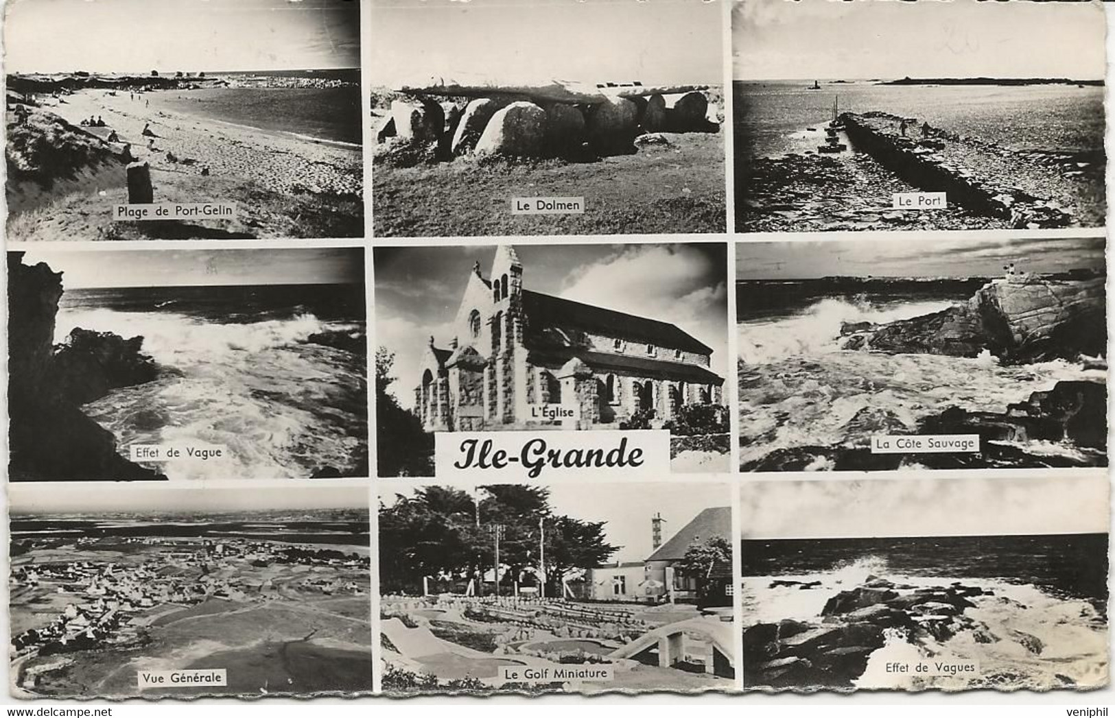 CARTE POSTALE ILE GRANDE AFFRANCHIE N° 1106 OBLITERATION HEXAGONALE POINTILLE -COTE DU NORD 1958 - 1921-1960: Période Moderne