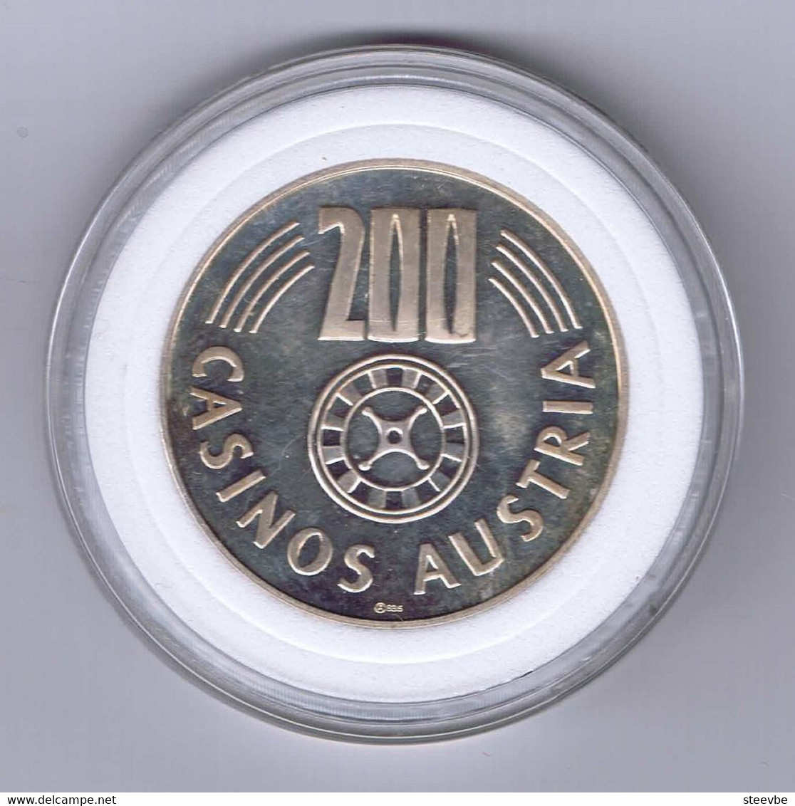 V/ Austria/ Casino Chip Token Silver Casinos Austria 200 ATS 1982 - Casino