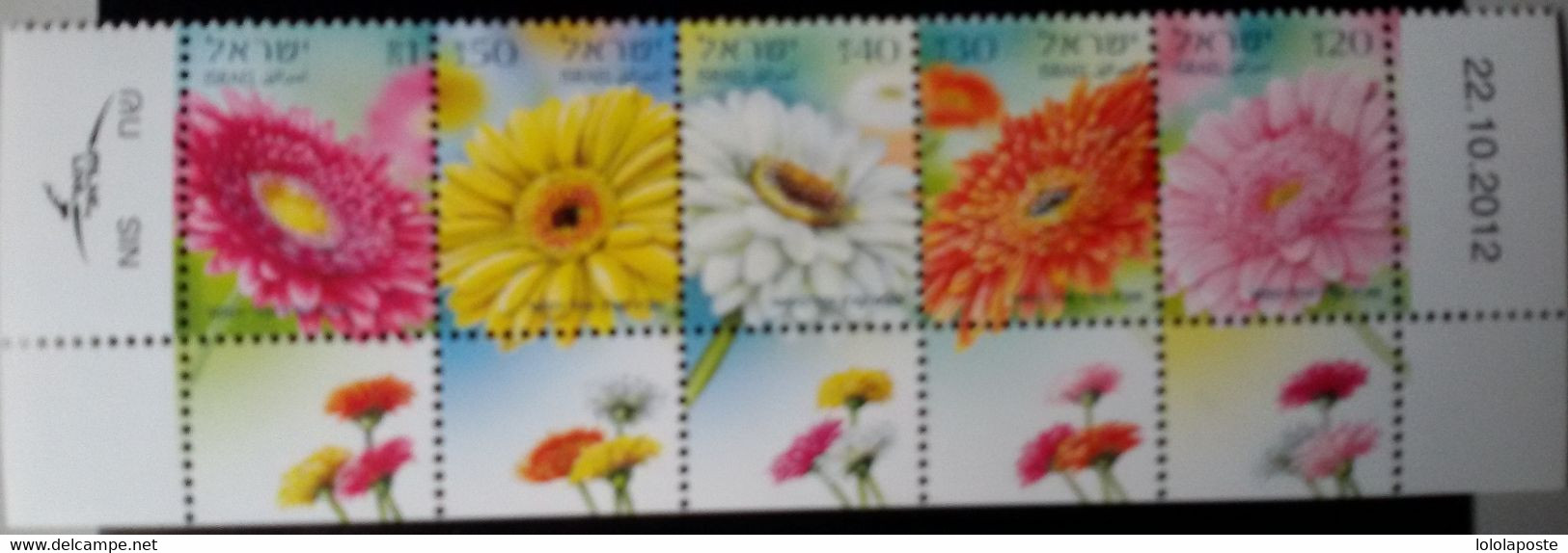 ISRAEL - THEME FLEUR - Belle Bande De 5 Timbres Avec TAB Datée Du 22/10/2012 - Nuevos