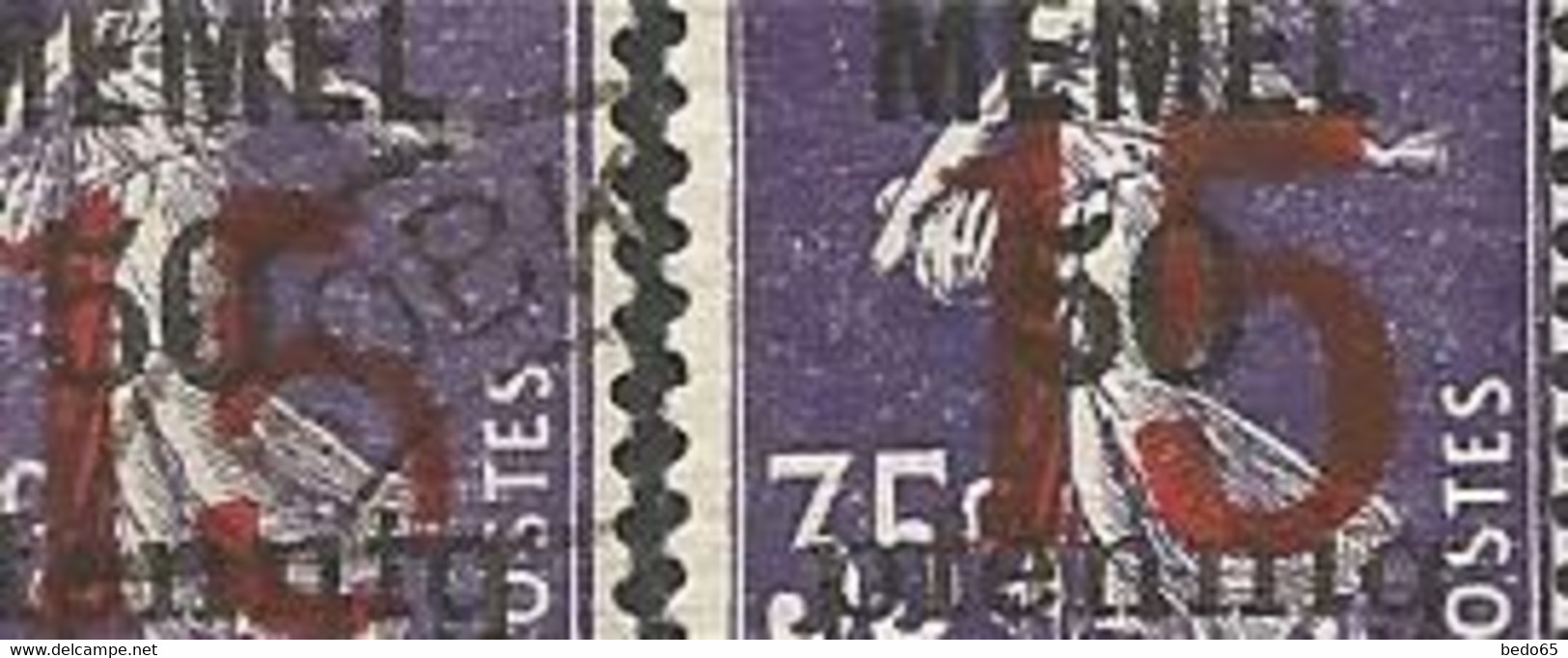 MEMEL N° 40 Variétée Barre Superieur Du 5 Plus Courte Et Boucle Interrompu Sur 2mm OBL - Used Stamps