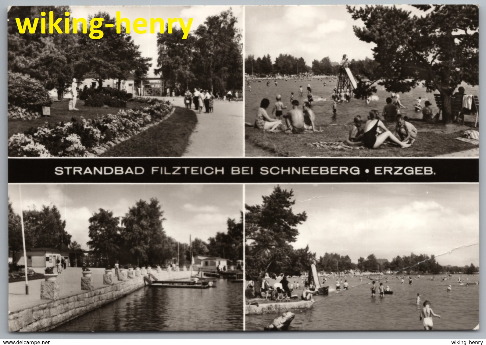 Schneeberg Im Erzgebirge - S/w Strandbad Filzteich 4   Stempel Kinderferienlager Juri Gagarin Des BDVP Karl Marx Stadt - Schneeberg