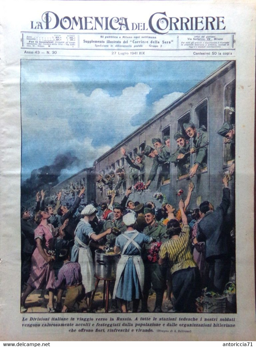 La Domenica Del Corriere 27 Luglio 1941 WW2 Russia Ardesia Navarino Pietroburgo - Guerra 1939-45