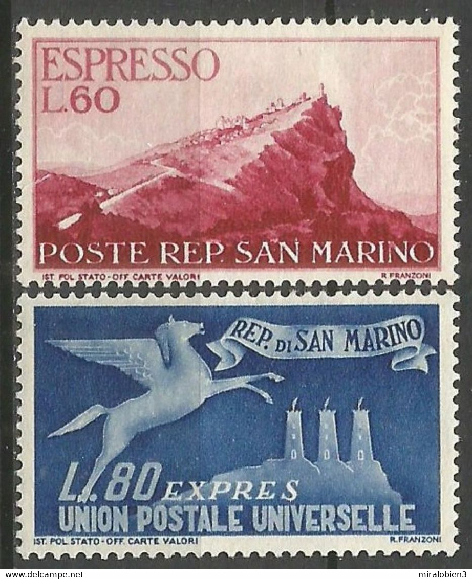 SAN MARINO CORREO URGENTE YVERT NUM. 21/22 * SERIE COMPLETA -1 SELLO TIENE UNA PEQUEÑA TRANSPARENCIA PRECIO MUY REBAJADO - Sellos De Urgencia