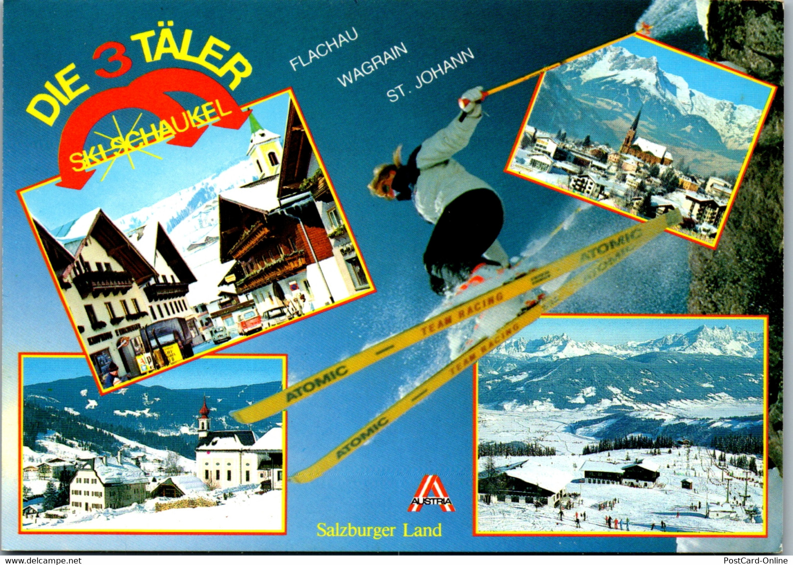 22524 - Salzburg - Wagrein , Flachau , St. Johann , Skischaukel , Ski - Gelaufen 1988 - Wagrain