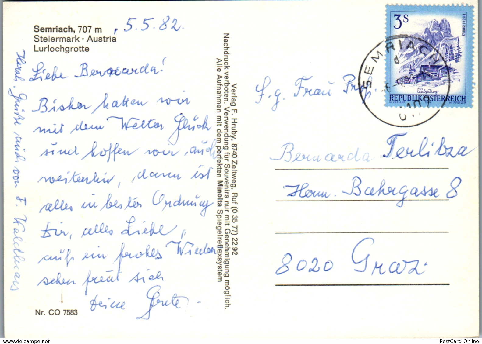 22672 - Steiermark - Semriach , Lurlochgrotte , Mehrbildkarte - Gelaufen 1982 - Fehring