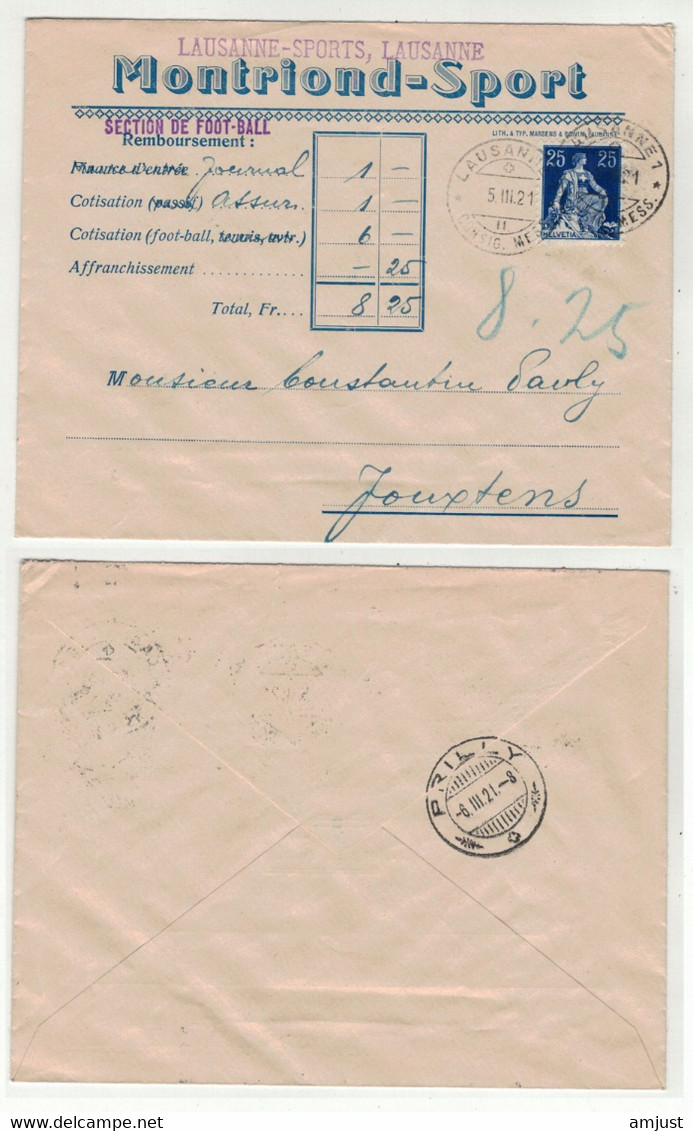 Suisse // Schweiz / 1907-1939 // Lettre De Lausanne Pour Jouxtens Le 5.11.1921 ( Section Football Du Lausanne-Sport) - Briefe U. Dokumente