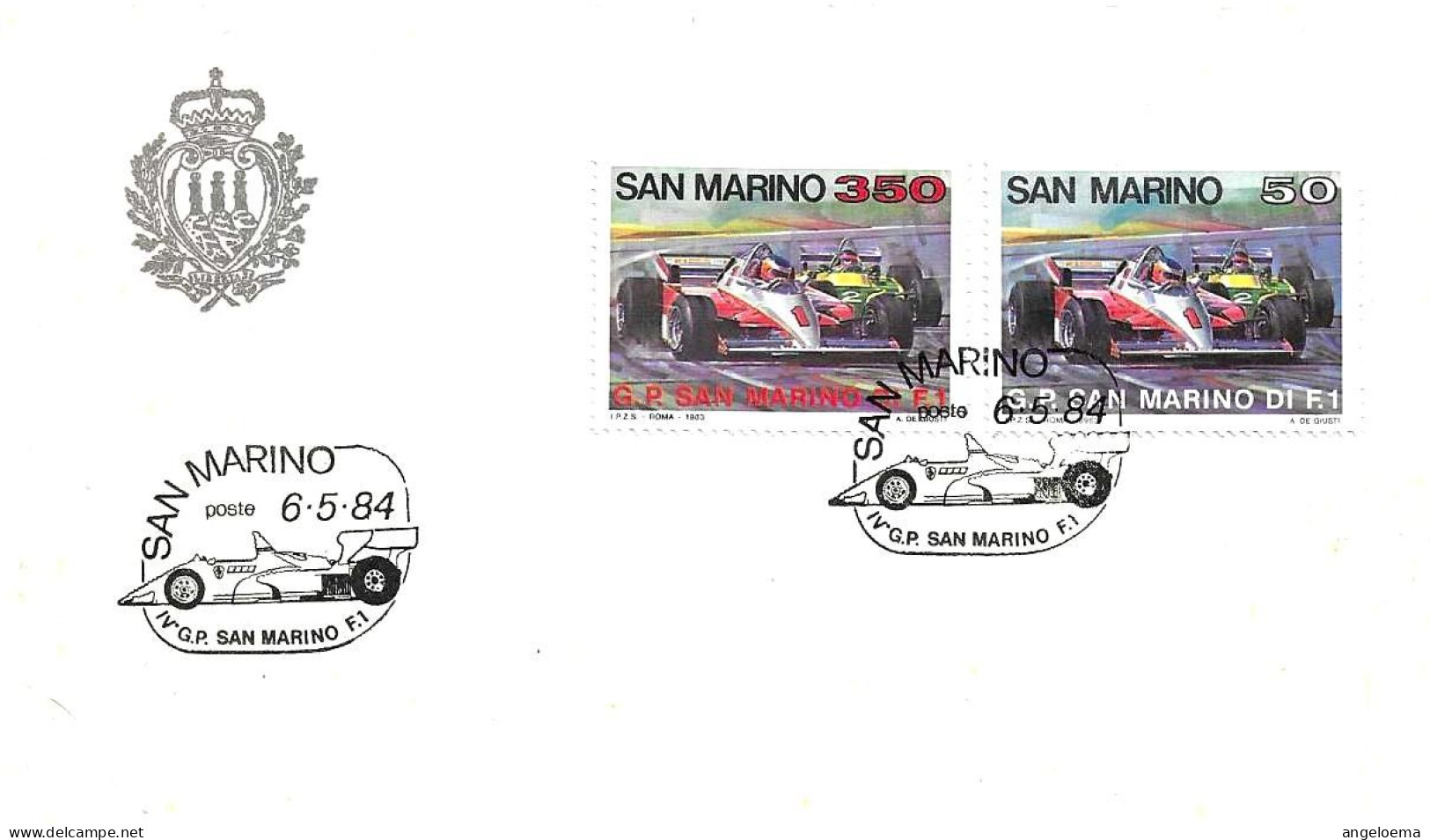 SAN MARINO - 1984 4° Gran Premio Automobilistico Formula 1 Imola Serie Compl. 2v.1983 Su Busta Ufficio Filatelico - 6037 - Briefe U. Dokumente