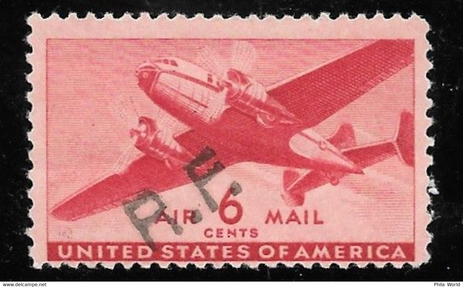 WW2 FRANCE Poste AERIENNE MILITAIRE US PA 6 Cents Lockheed VEGA Surcharge RF CASABLANCA 2 Maroc SIGNé - Military Airmail